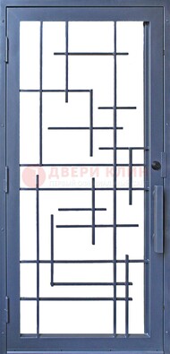 Современная железная решетчатая дверь синяя ДР-31 в Серпухове