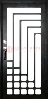 Черная стальная решетчатая дверь в современном стиле ДР-43 в Серпухове