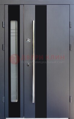 Серая стальная дверь со стеклом ДС-11 в Серпухове