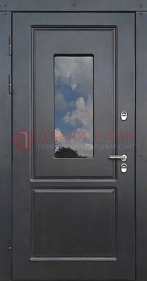 Чёрная металлическая дверь со стеклом ДС-77 в Серпухове
