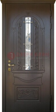 Стальная дверь стекло с ковкой и узором ДСК-194 в Серпухове