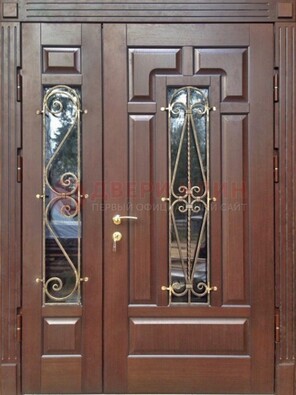 Стальная распашная дверь Винорит стекло и ковка ДСК-274 в Серпухове