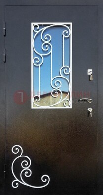 Входная дверь Порошок со стеклом и ковкой ДСК-278 в Серпухове