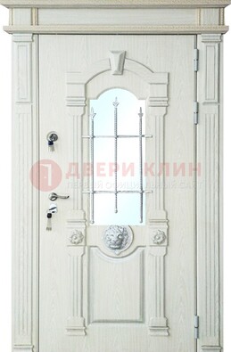 Герметичная входная дверь со стеклом и ковкой с украшением ДСК-64 в Серпухове