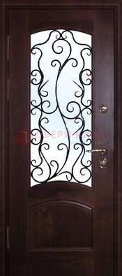 Металлическая дверь со стеклом и ковкой ДСК-6 в квартиру в Серпухове