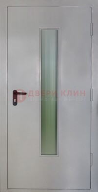 Белая металлическая противопожарная дверь со стеклянной вставкой ДТ-2 в Серпухове