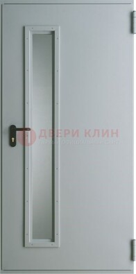 Белая железная противопожарная дверь со вставкой из стекла ДТ-9 в Серпухове