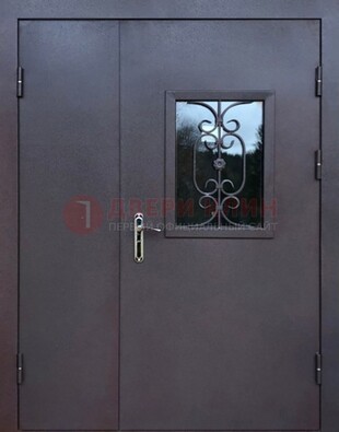 Тамбурная дверь Порошок со стеклом и ковкой ДТМ-48 в Серпухове