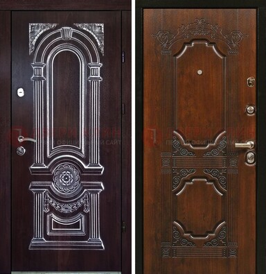 Железная дверь с виноритом в цвете Итальянский орех ДВТ-103 в Серпухове