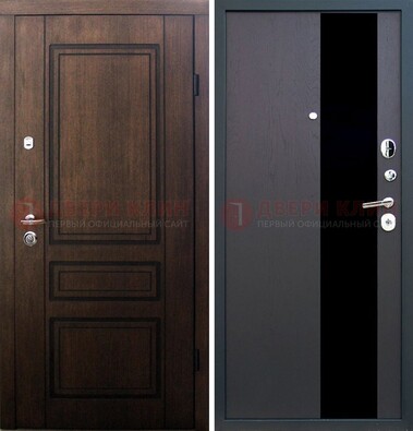 Входная дверь Итальянский орех с МДФ с черным стеклом ДМ-1199 в Серпухове