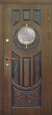 Одностворчатая входная дверь с виноритом и стеклом ДВТ-193 в Серпухове