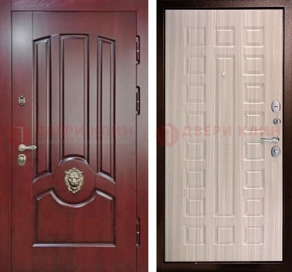 Темно-красная входная дверь с виноритом ДВТ-234 в Серпухове