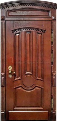 Темная стальная дверь с виноритом и фрамугой ДВТ-238 в Серпухове
