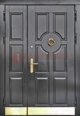Черная металическая дверь с виноритом для дома ДВТ-241 в Серпухове