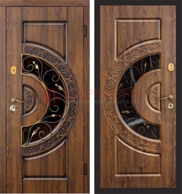 Металлическая дверь с виноритом и панелью Золотой Дуб ДВТ-71 в Серпухове