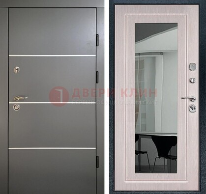 Черная металлическая дверь с зеркалом ДЗ-12 в Серпухове
