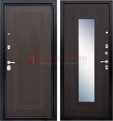 Темная стальная дверь с зеркалом ДЗ-20 в Серпухове