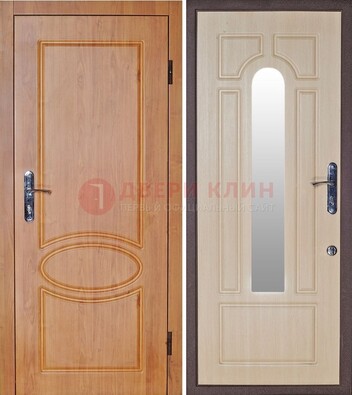 Светлая железная дверь с зеркалом ДЗ-24 в Серпухове