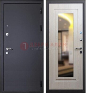 Черная металлическая дверь с зеркалом ДЗ-26 в Серпухове