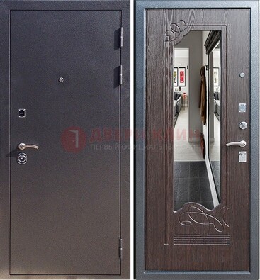Черная входная дверь с зеркалом МДФ внутри ДЗ-29 в Серпухове