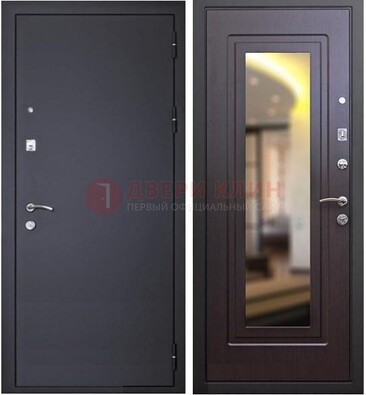 Черная железная дверь с зеркалом ДЗ-30 в Серпухове
