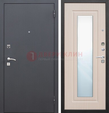 Черная входная дверь с зеркалом МДФ внутри ДЗ-31 в Серпухове