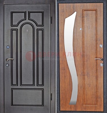Темная железная дверь с зеркалом ДЗ-35 в Серпухове