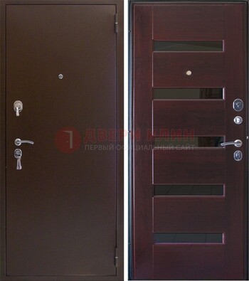 Темная железная дверь с зеркалом ДЗ-42 в Серпухове