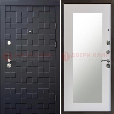 Черная стальная дверь МДФ и зеркалом ДЗ-50 в Серпухове