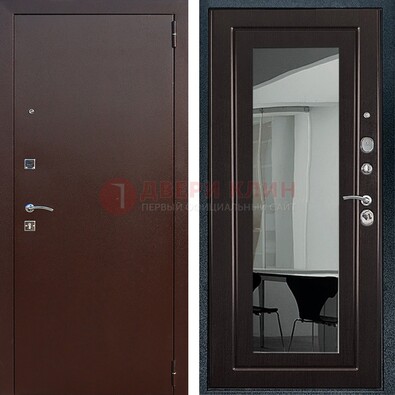 Металлическая дверь с порошковым напылением с МДФ и зеркалом ДЗ-61 в Серпухове