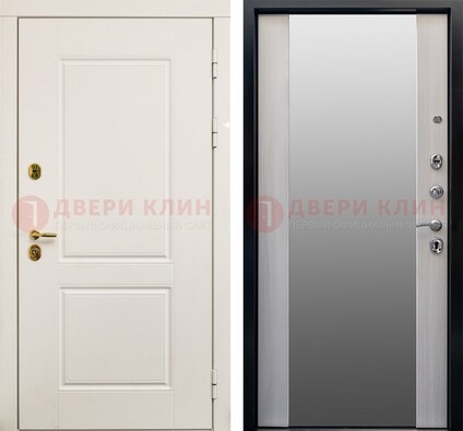 Белая стальная дверь с большим зеркалом ДЗ-73 в Серпухове