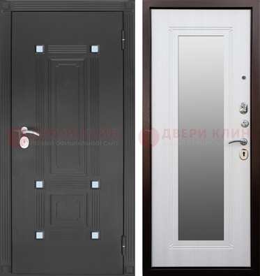 Стальная черная дверь МДФ с зеркалом ДЗ-76 в Серпухове