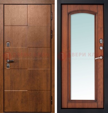 Белая филенчатая дверь с фрезерованной МДФ и зеркалом ДЗ-81 в Серпухове
