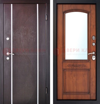 Входная дверь с МДФ и МДФ внутри с зеркалом ДЗ-88 в Серпухове