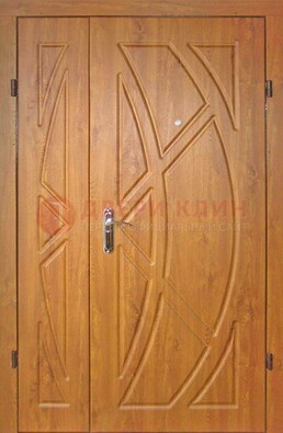 Полуторная металлическая дверь с МДФ золотой дуб ПЛ-17 в Серпухове